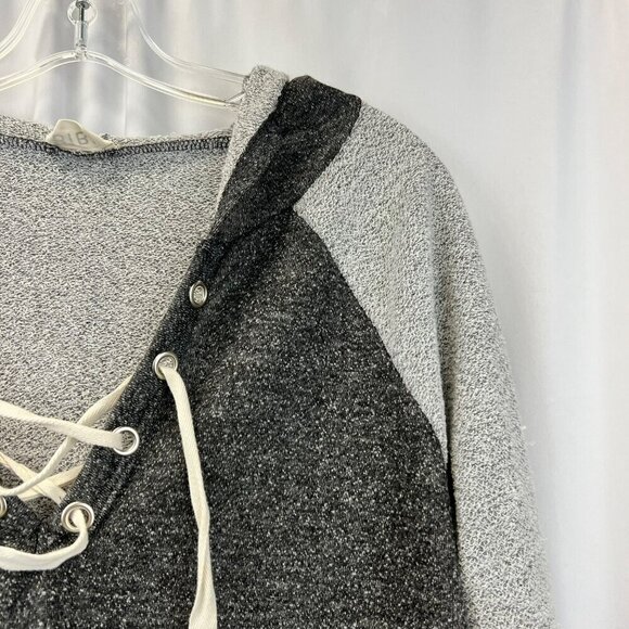 Bibi Womens Lace Up Front Long Sleeve Hoodie Gray Size Large - Picture 3 of 8